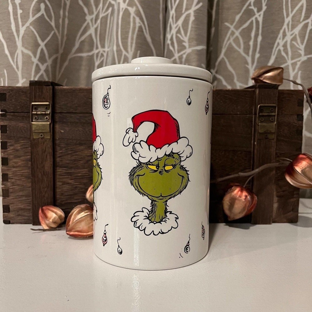 GRINCH XMAS CHRISTMAS HOLIDAY CERAMIC HOME DECOR KITCHEN CANISTER NEW